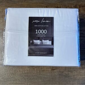 XOOX Linen Premium 1000-Thread-Count Egyptian Cotton California King White